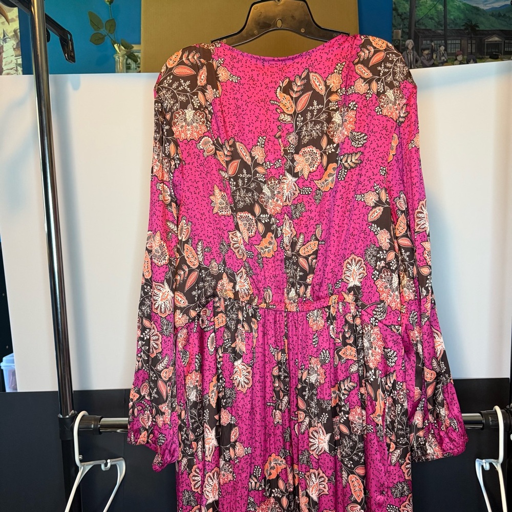 NWT Lane Brant Satin Tiered Ruffle-Detail Midi Dress Size: 22 - Picture 8 of 12